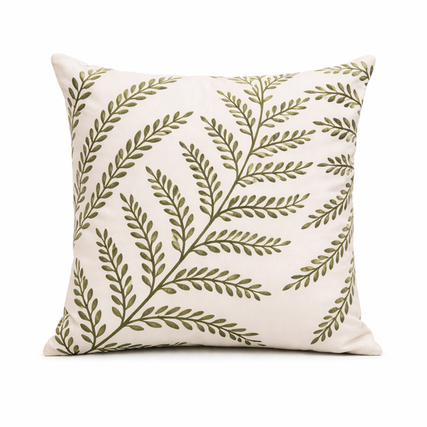 Olive Embroidered Cushion Cover