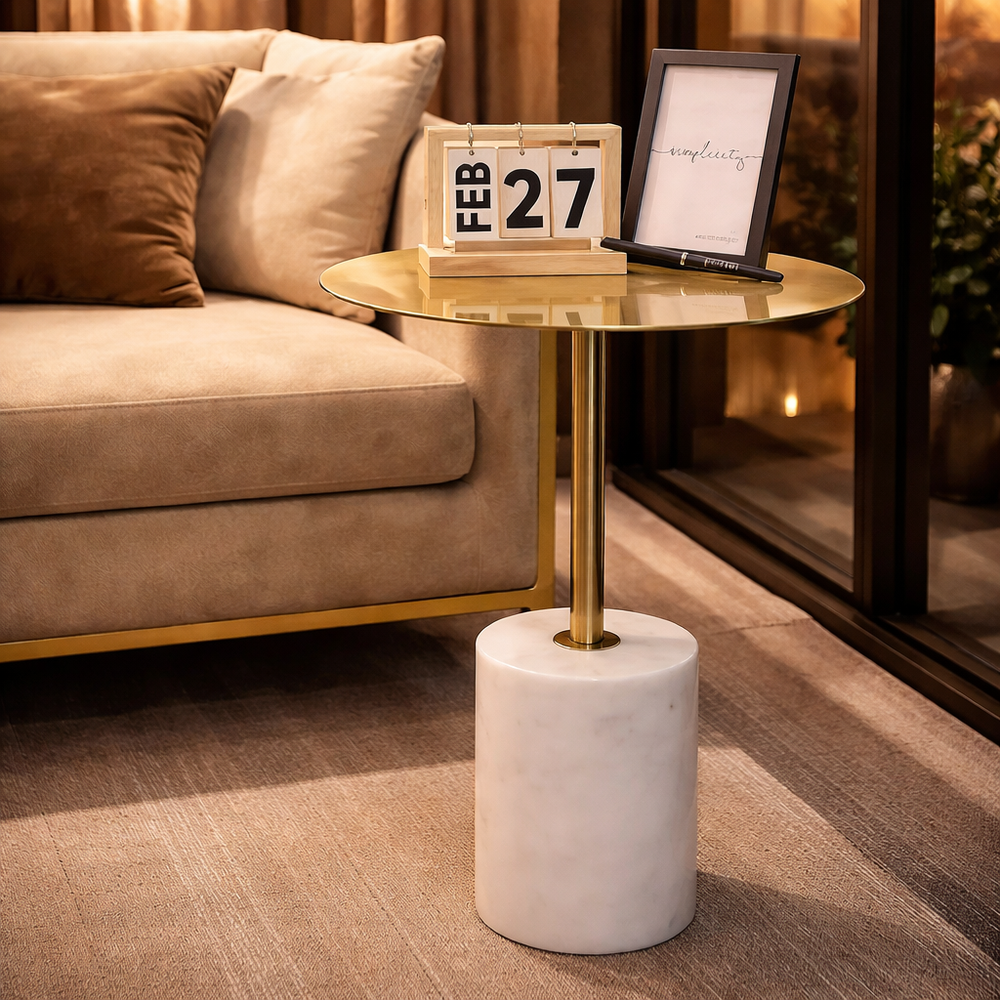 Luxury Marble Base Gold Side Table