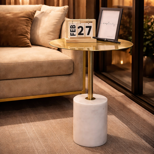 Luxury Marble Base Gold Side Table