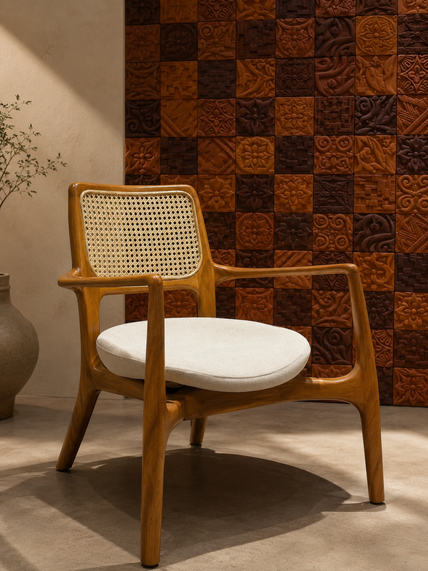 Scandinavian Rattan Lounge Chair