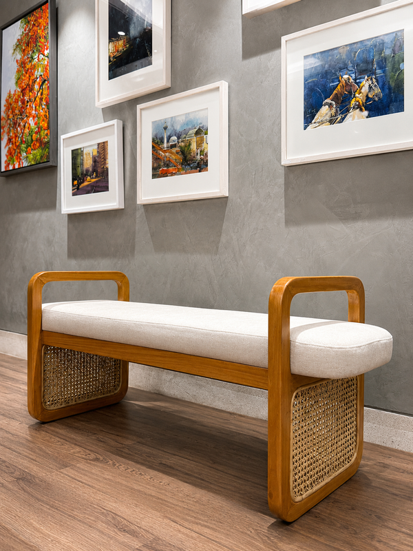 Modern Rattan Bed Bench