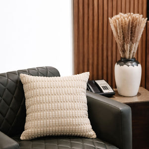 Ivory Grid Textured Cushion Cover