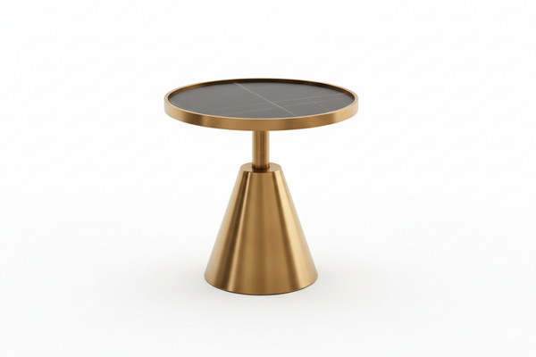 Luxury Gold Side Table with Black Stone Top