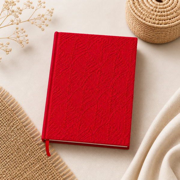 Handcrafted Red Embroidered Notebook