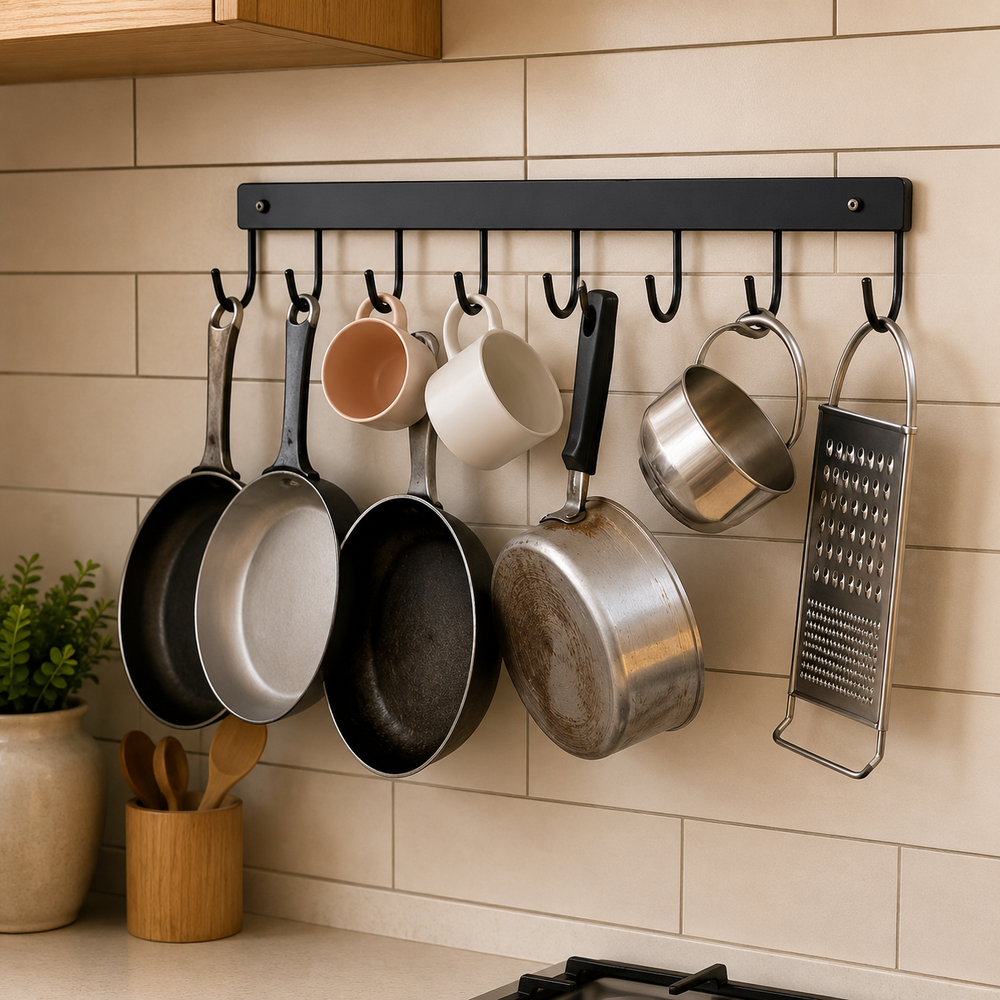 Premium Wrought Iron Fry Pan Hanger