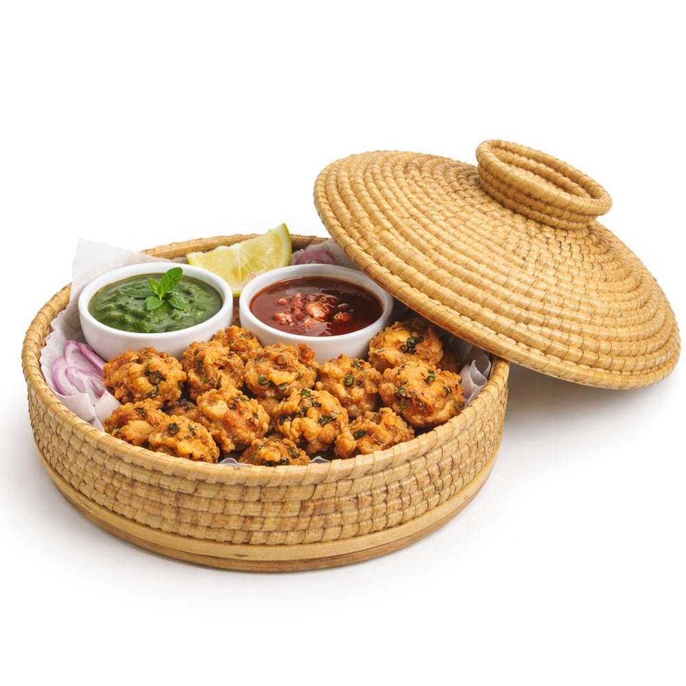 Sundara Rattan Handwoven Round Basket with Lid