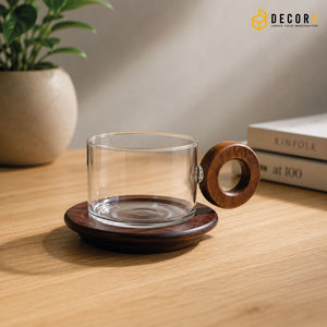 Nordic Glass Storage Jar with Wooden Lid & Base