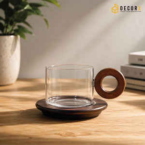 Nordic Glass Storage Jar with Wooden Lid & Base