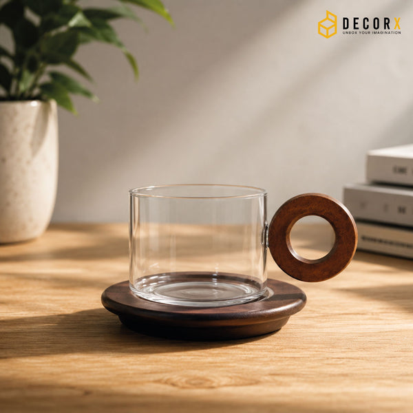 Nordic Glass Storage Jar with Wooden Lid & Base