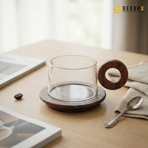 Nordic Glass Storage Jar with Wooden Lid & Base